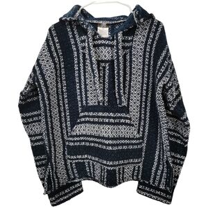 Oland Mexican Baja Hoodie in Blue and White - Unisex Sz M Open To Offers